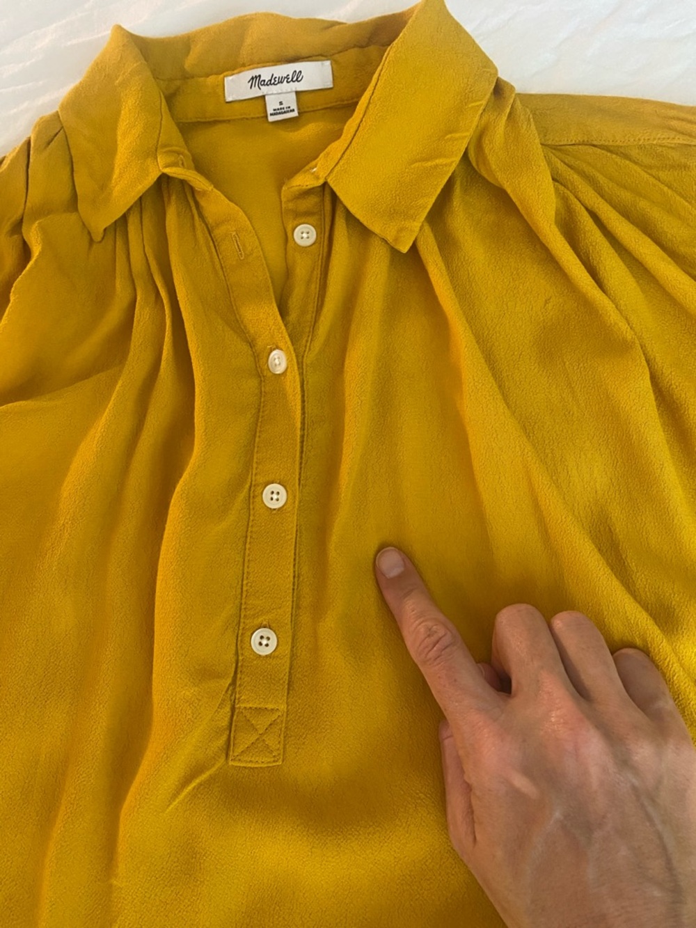 Madewell Central Drapey Popover Mustard Shirt Size S - Picture 6 of 9